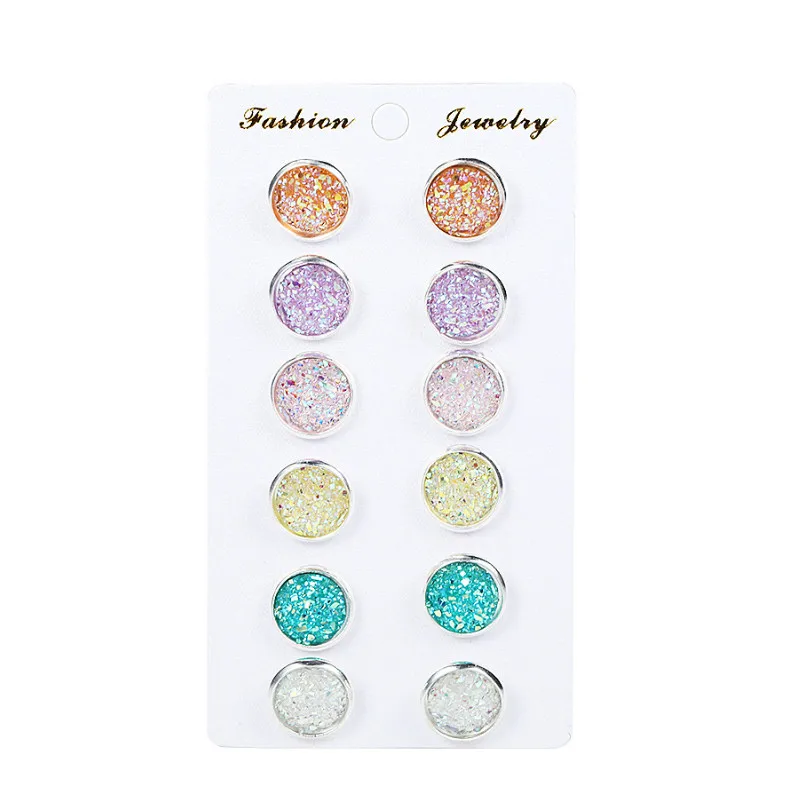 

New Simple Candy Color Ear Studs 6 Pair Earrings for Women