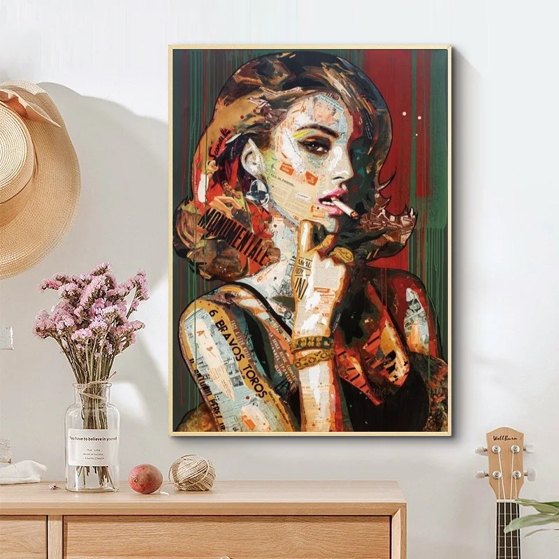 

Pictures Colors Living Room Decor Graffiti Pop Art Wall Art Prints Canvas Home Room Decoration Picture Woman Poster for Interior