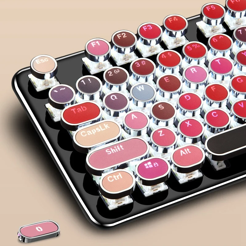 

Mechanical Keyboard Metal Backlit Retro USB Wired 104 Keys Office for Laptop Desktop PC Gamer Game Keyboard