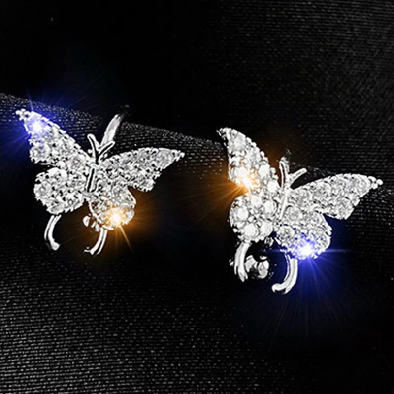 

2021 Butterfly Shiny Exquisite Aesthetic Ear Bone Clip No Piercings Earrings 5 Color Wedding Party Earrings