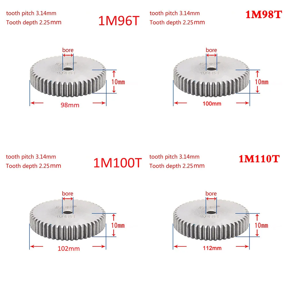 

1Pcs 1Modulus 96-150 Teeth Spur Gear Metal Gear 45# Steel Thickness 10mm