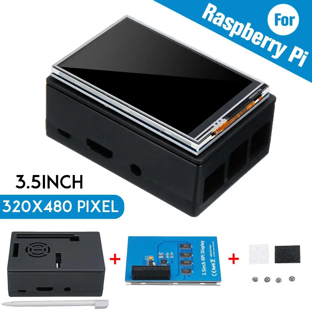 

Дисплейный модуль для Raspberry Pi, TFT сенсорный экран 3,5 '', АБС-чехол, ручка, ЖК-дисплей, в комплекте с тачскрином для Raspberry Pi A B A + B + 2B 3B 3B +