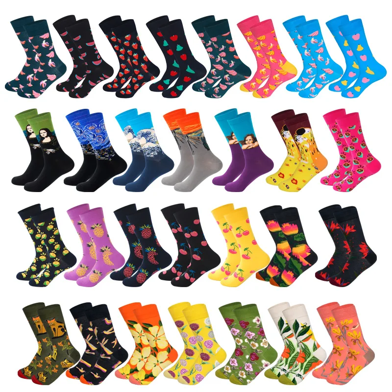 Lionzone женские личность счастливые носки фрукты цветы известный художественный