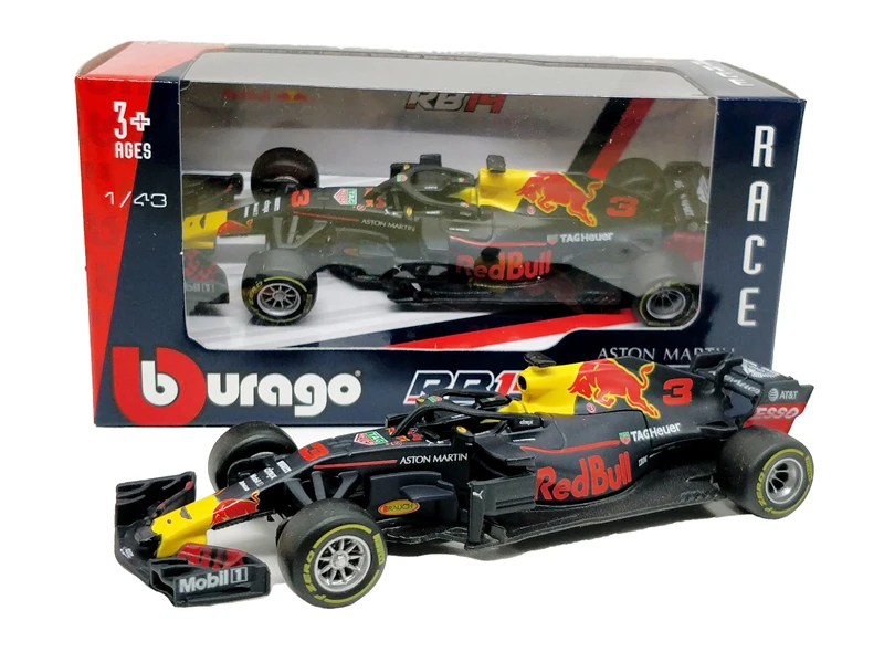 BBurago F1 весы 1:43 RedBull AMG W05 W07 SF71H SF70H SF16 RB13 RB14 RB15 SF90 литья под давлением гоночный автомобиль модель Машинки Игрушки - Цвет: RB14 Nr3 D.Ricciard
