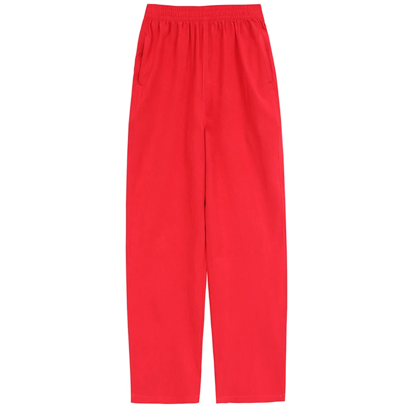 

Women High Straight Leg Trousers 2020 Plus Size 4XL Elastic Waist Ankle-Length Harem Summer Black Pants