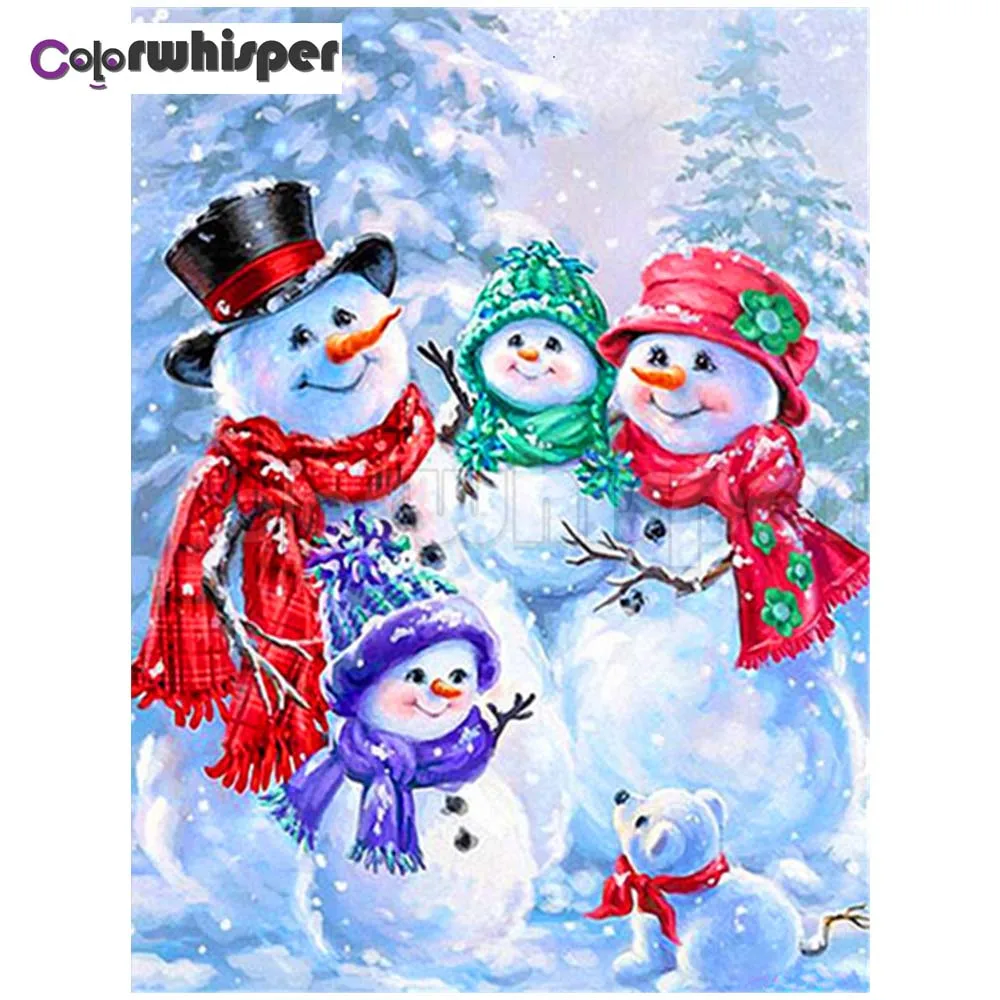 Алмазная картина полностью квадратная/круглая дрель Снеговик Снежная сцена 5D