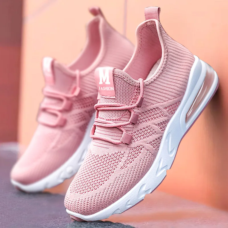 

Sports shoes women's shoes breathable flying woven shoes soft bottom running shoes air cushion sports shoes new spring 2022