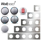 Wallpad L6 серебристый алюминиевый светодиодный настенный выключатель 1 2 3 4 набора промежуточный водонагреватель AC DP 2P переключатель DIY Бесплатная комбинация