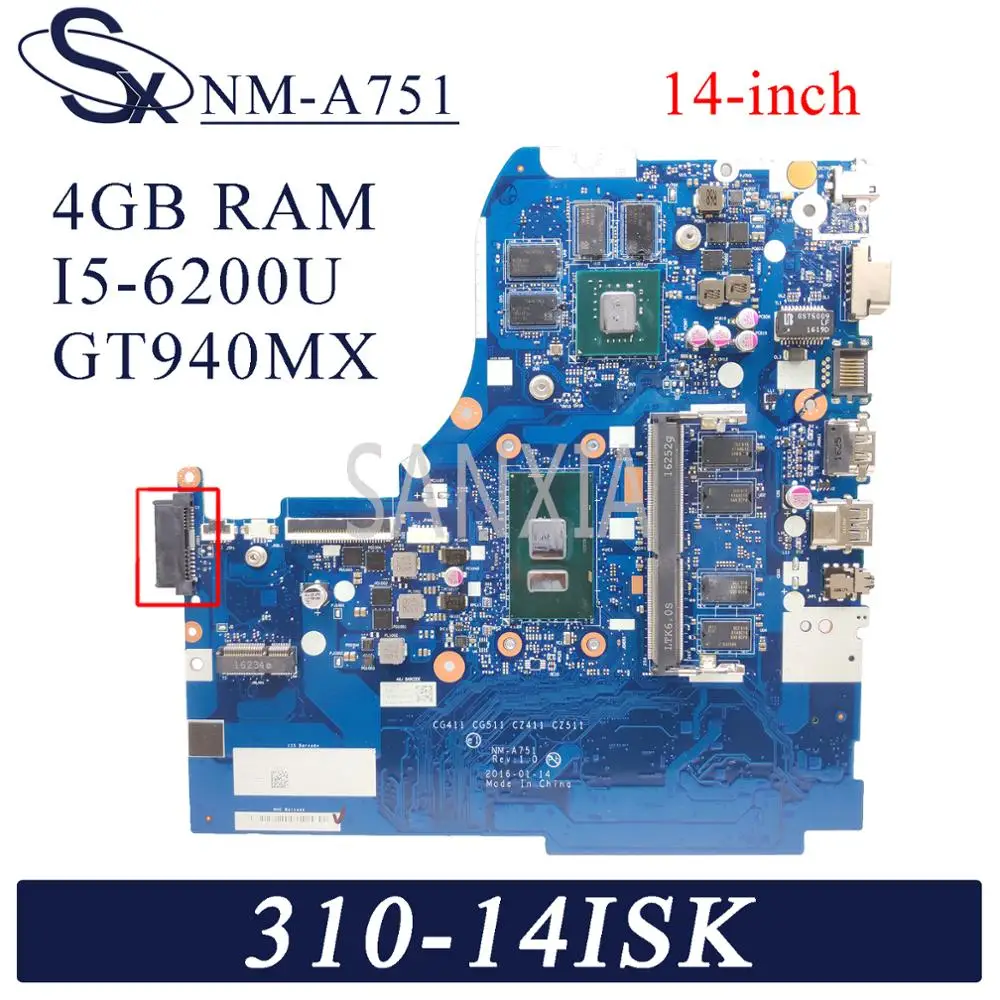 Материнская плата KEFU NM A751 для ноутбука Lenovo 310 14ISK 510 оригинальная материнская 4GB RAM