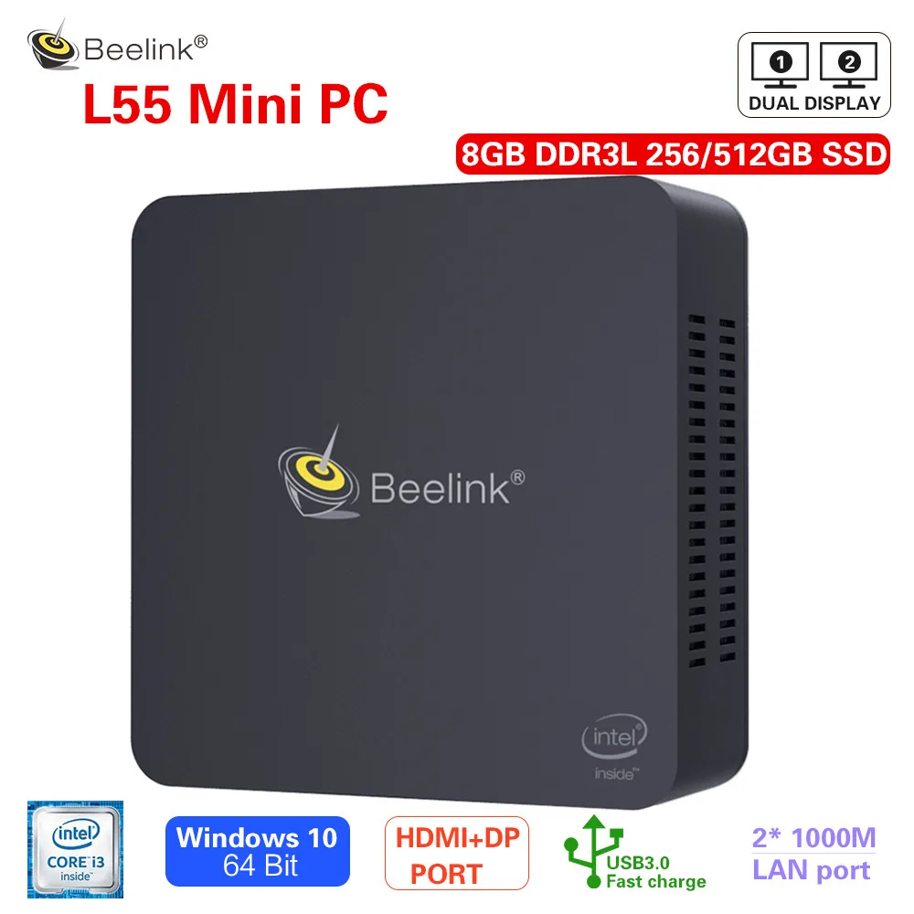 Мини ПК Beelink L55 i3 5005U Windows 10 8 Гб DDR3L 256 ГБ 512 SSD 2 4 + 5 ГГц двойной Wi Fi BT4.0 мини HDMI DP быстрая