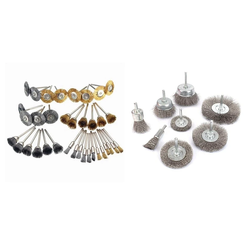 

36Pcs Steel Wire Brush Polishing Wheels Set Kit & 8Pcs Wire Brushes Wheel Kit For Drill With 1/4 Inch Shank 0.15Mm