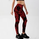 Женские сексуальные леггинсы с принтом красных роз, тренировочные повседневные брюки, летние красные брюки