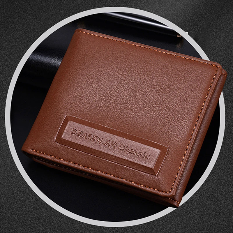 

Business Men Wallet PU Leather Youth Short Horizontal Male Multifunction Card Holder Trifold Driving License Wallet