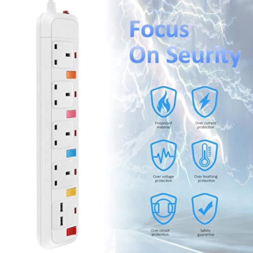 Мульти Мощность полосы Защита от всплесков напряжения UK Электрический штекер