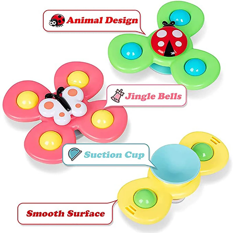 

HS2 Baby Rattles For Kids Shower Bathroom Grasping Gyro Animal Sucker Spinner Montessori Touch Sensory toys For Newborn 0-12