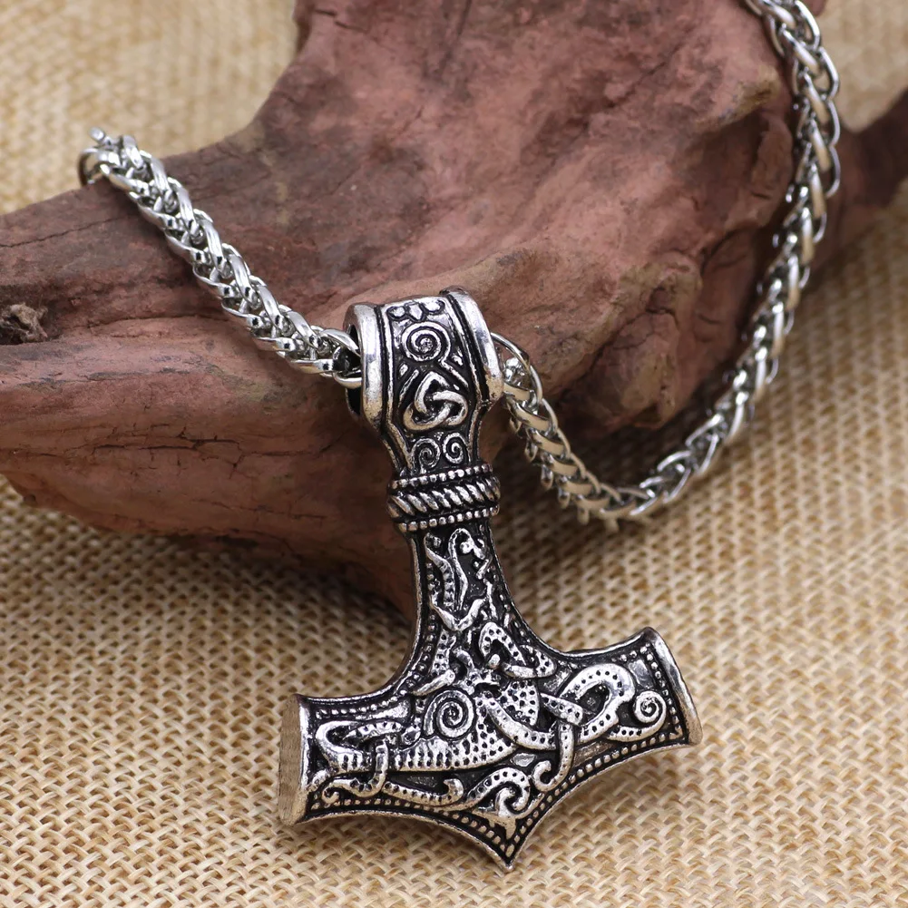 Дропшиппинг 1 шт thor's hammer mjolnir кулон ожерелье viking скандинавский норвежский колье