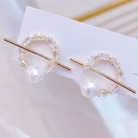 french freshwater pearl earrings exquisite zircon earrings minimalist geometry temperament earring luxury charm pendant jewelry