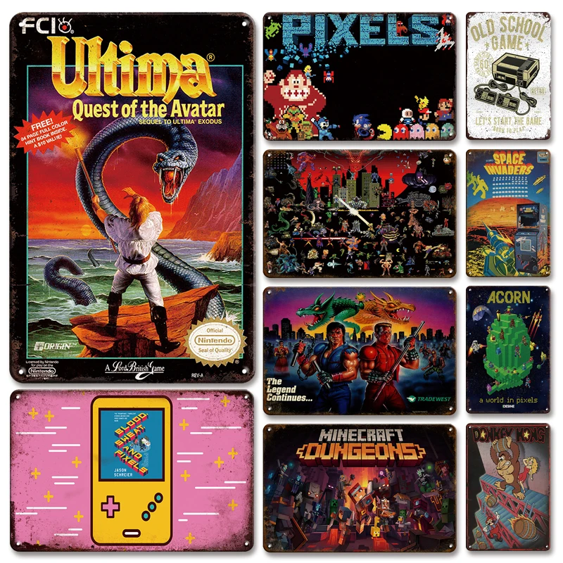 

Old Game Metal Poster Tin Sign Vintage Gamer Room Art Wall Decor Metal Plate Personalized Home Decoration Accessories Plaque