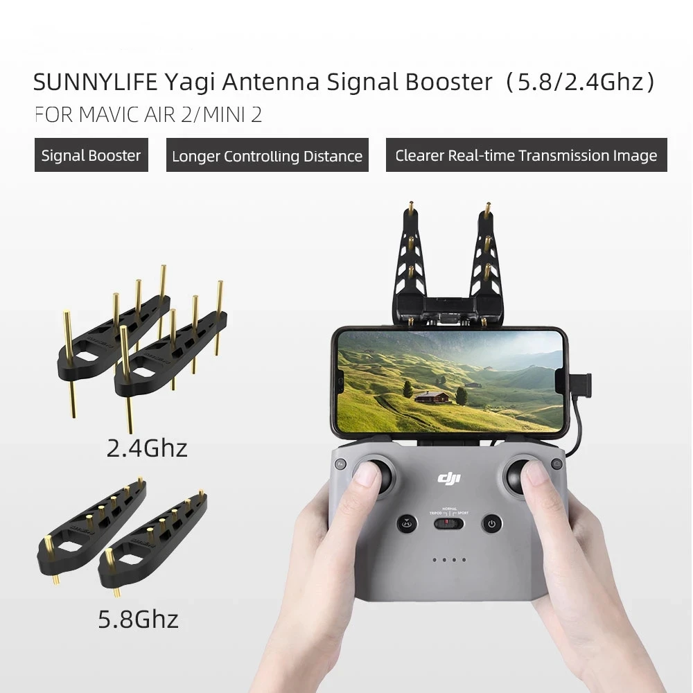 

Пульт дистанционного управления для дрона усилитель сигнала расширитель диапазона 2 шт. Антенна Yagi 5,8 ГГц/2,4 ГГц для Mavic Air 2S/Mini 2/Mini 3 Pro/Mavic 3