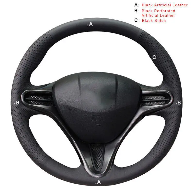 Artificial Leather Чехол для ручного шитья рулевого колеса для Honda Civic 8 2006-2011(3 спицы) Авто оплетка на рулевом колесе крышка автостайлинг - Название цвета: Artificial Leather