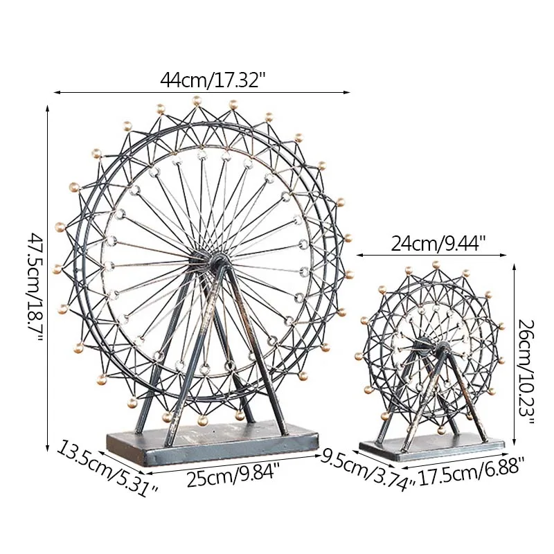 

Home Decoration Accessories Retro Metal Crafts Ferris Wheel Model Modern Ornament Desktop Decor Figurine Model Miniature Model