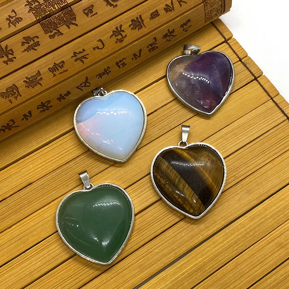 

Natural Stone Pendant Multicolor Heart Shape Opal Amethyst Tiger Eye Can Be Used To Make Charm Necklace Birthday Holiday Gifts