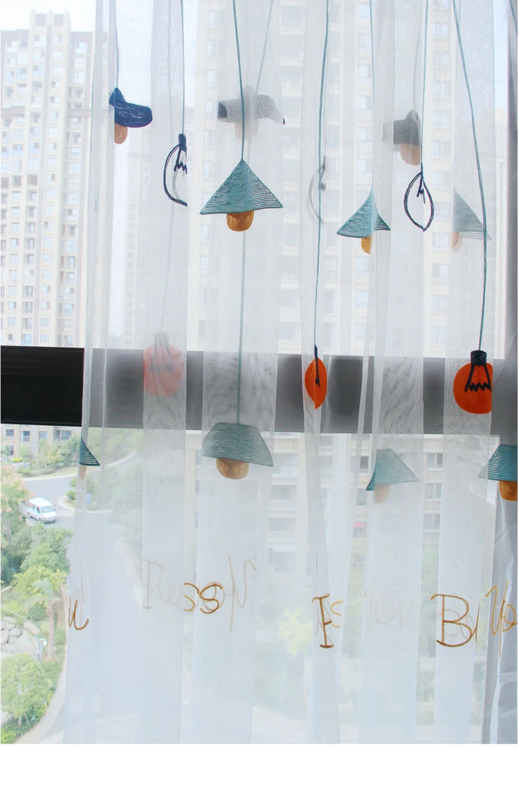 Занавеска на окна с вышивкой для детей газовая Штора гостиной спальни