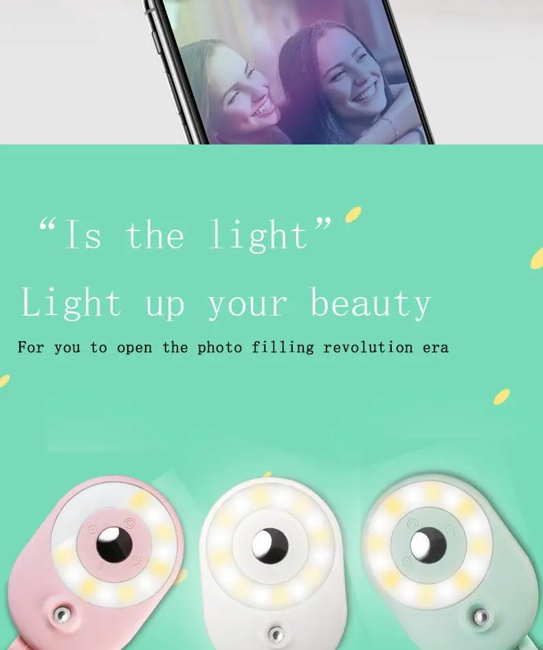

Easy to carry Led Round Selfie Fill Light Photography obile Live VideMo Streaming Light 4 light modes Small size