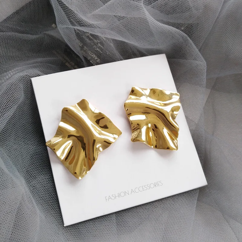 

S925 needle Modern Jewelry Fashion Geometric Earrings Simply Design Irregular Shape Metal Earrings For Women Accessories