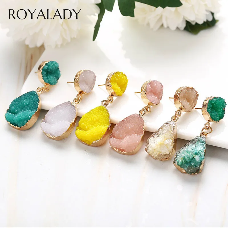 Естественный неправильной формы кварцевые Висячие серьги для женщин богемный