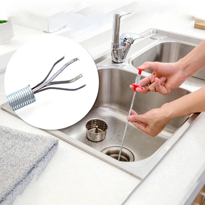 

Bathroom Sink Pipe Drain Cleaner Pipeline Hair Cleaning Removal Toilet Sewer Clog Flexible Long Reach Claw Pick Up Tool