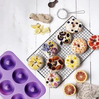 6 cavity silicone donut mold strawberry cake mould non stick candy doughnut baking pan bakeware tool new