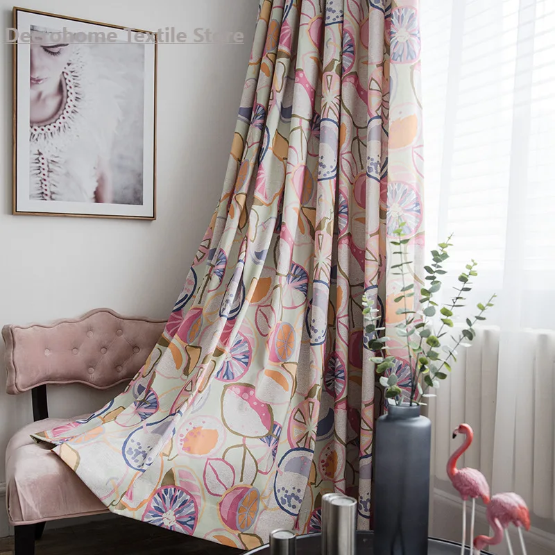 

2021 New Curtain Spot Modern Fresh Curtains for Living Room Bedroom Curtains Cotton Printing Curtain