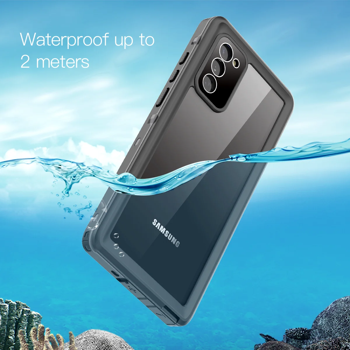 Waterproof For Samsung Galaxy S21 Ultra Plus Note 20 Ultra 5G Case Soft Clear Dustproof Diving Cover 360 Full Phone Coque Fundas