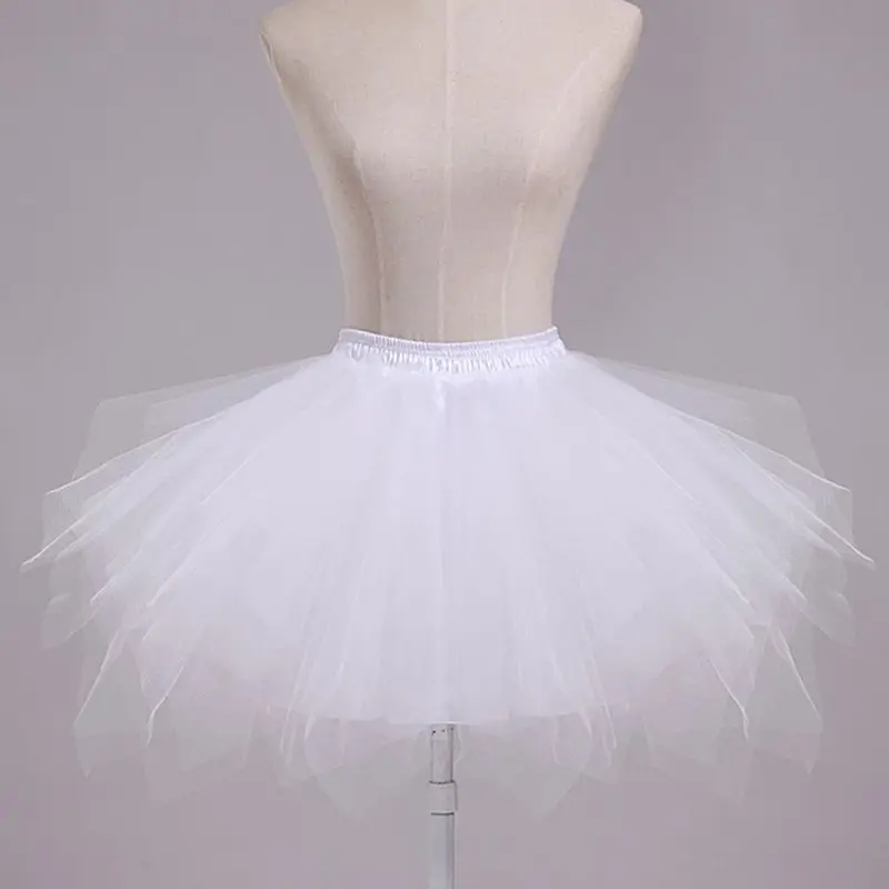 Короткая белая сетчатая многослойная подъюбник эластичный пояс на шнуровке без