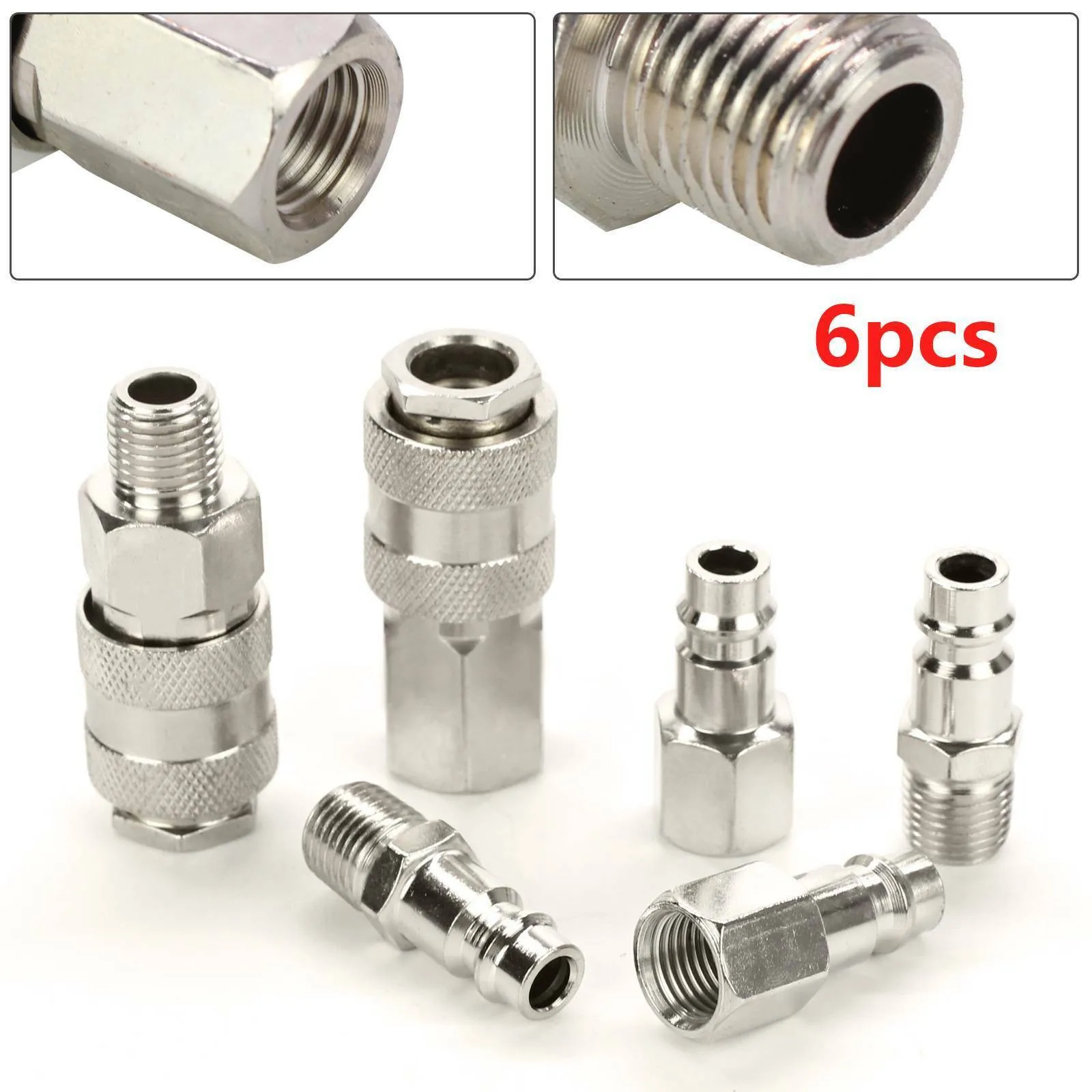 

6PCS Pneumatic Fitting Air Compressor Connector Euro Type Air Line Quick Coupling Connectors Compatible With BSP And British
