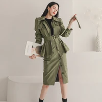 fashion personality autumn spring women sets solid jacket and pencil skirt vintage high quality elegant outdoor women sets