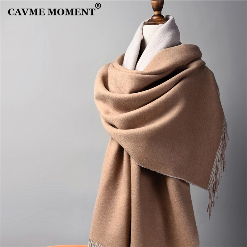 CAVME Double Color Woolen Long Scarf Winter Fashion Wool Scarves for Ladies Couples Patchwork Gift for CUSTOM LETTERS 70*20cm