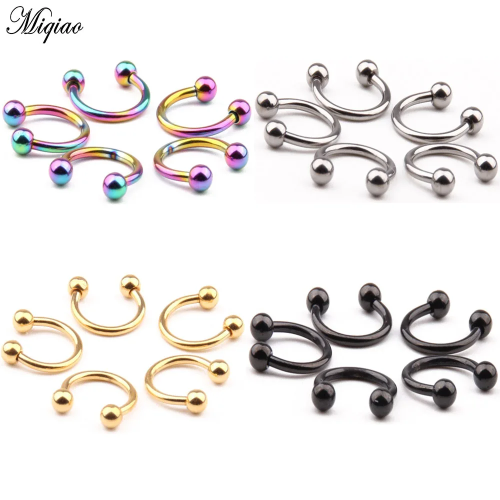 

Miqiao 2PCS Fashion Hot Sale Stainless Steel Nose Ring and Eyebrow Ring Exquisite Piercing Jewelry