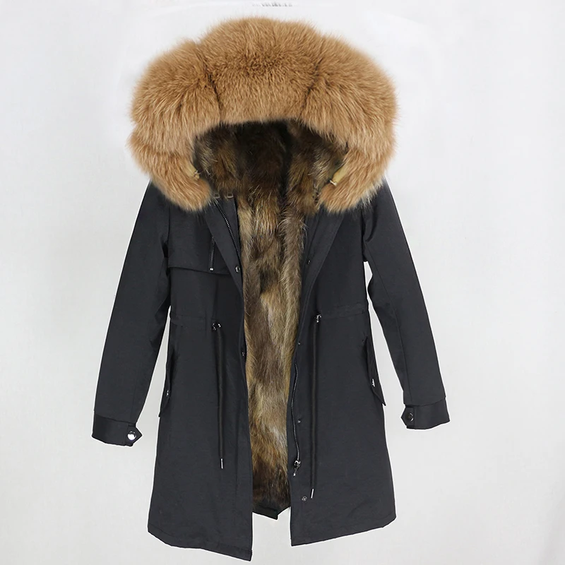 OFTBUY, водонепроницаемая парка, пальто из натурального меха, зимняя куртка для женщин, натуральный мех енота, меховой воротник, Лисий мех, подкладка, теплая Толстая Уличная верхняя одежда