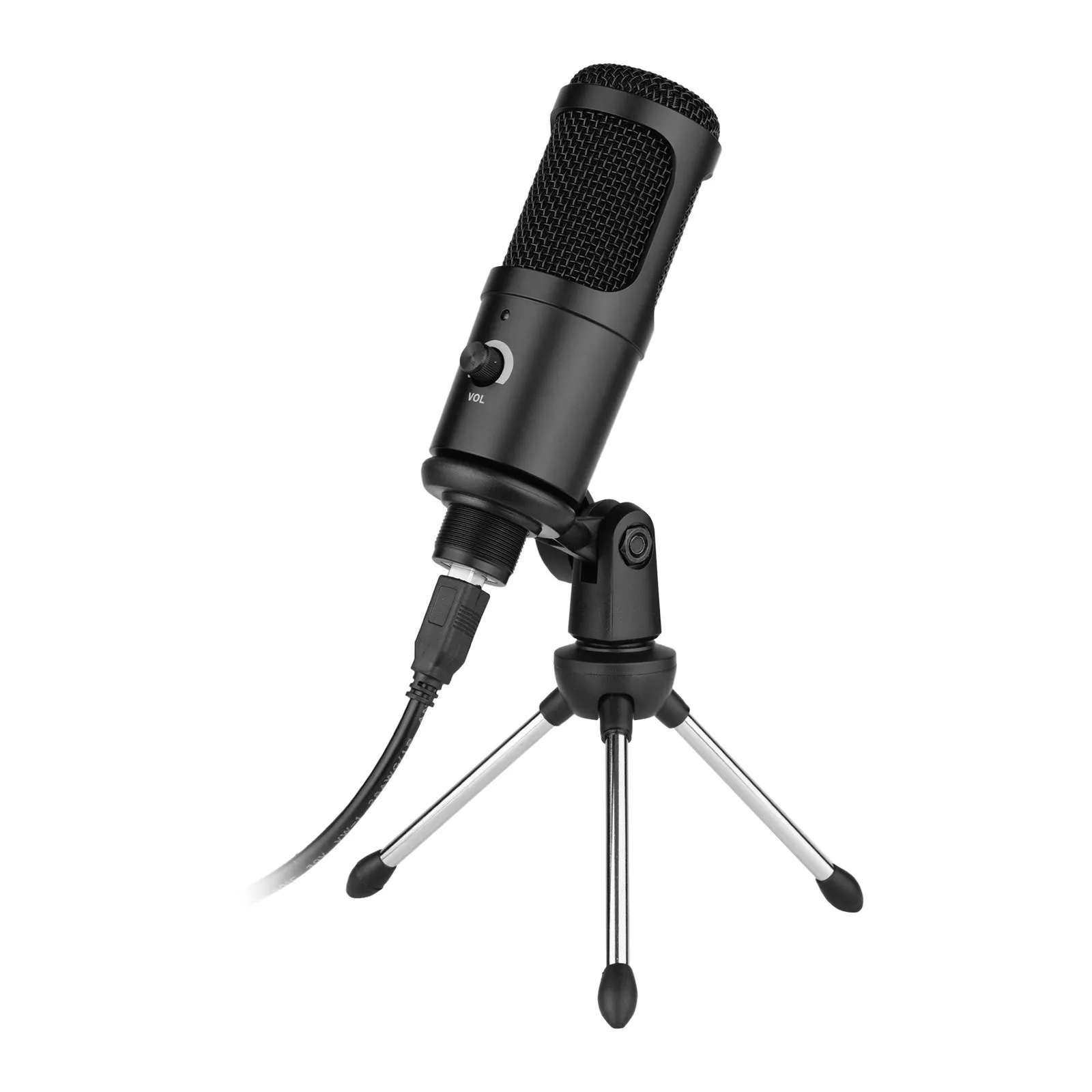 

USB Condenser Microphone Set Profession Microphone System with Foldable Mic Tripod USB Power Cord for Recording Live Streaming