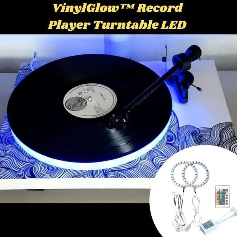 

Vinylglow Record Player Turntable LED 60 80mm RGB24 Keys Record Player Decoration LED Full Circle Angel Eyes Colorful Aperture