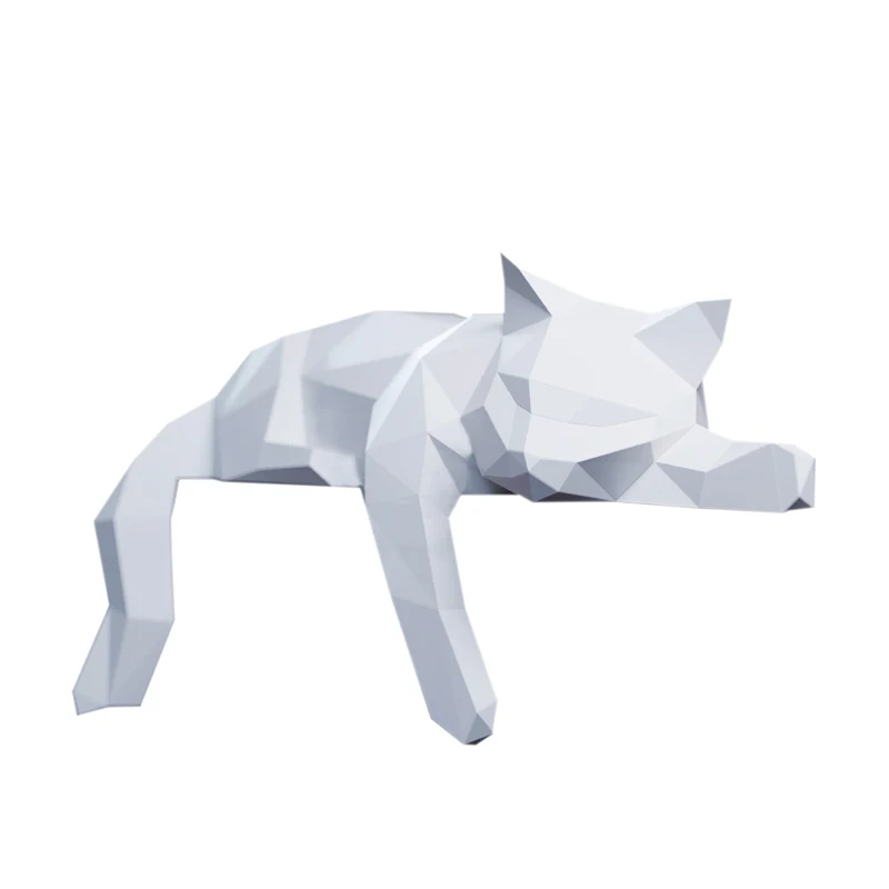 Лежащая кошка 3D бумажная модель скульптура животного бумажное ремесло DIY для