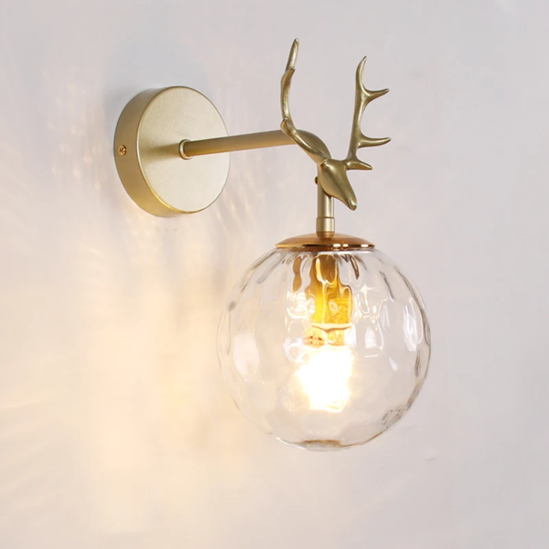 

Modern Antlers Led Bedside Lamp Wall Lamp Glass Shade Gold Black New Simple and Creative Design Wall Lights for Stairs Corner