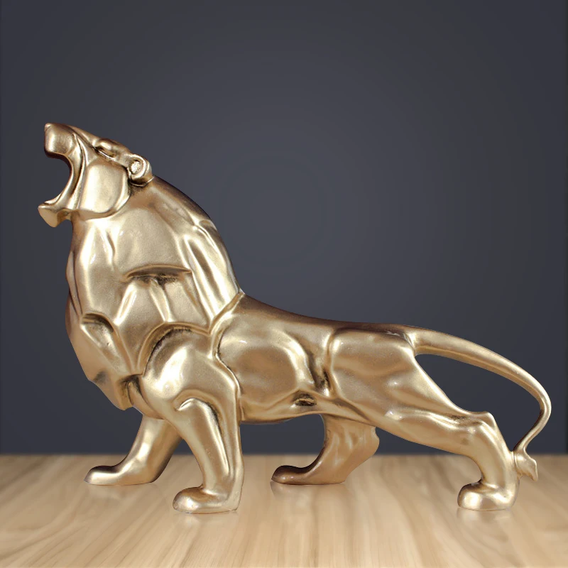 

MODERN RESIN ABSTRACT WHITE LION SCULPTURE ORNAMENTS HANDICRAFT HOME DECOR GEOMETRIC RESIN WILDLIFE LION STATUE CRAFT GIFT
