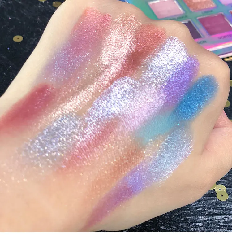 Палитра теней для век 18 цветов сияющий синий металлик мерцающие матовые