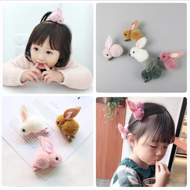 

Cute Animal Hair Ball Rabbit Hair Ring Female Rubber Band Elastic Hair Bands Korean Headwear Children Girls Hair Accessories