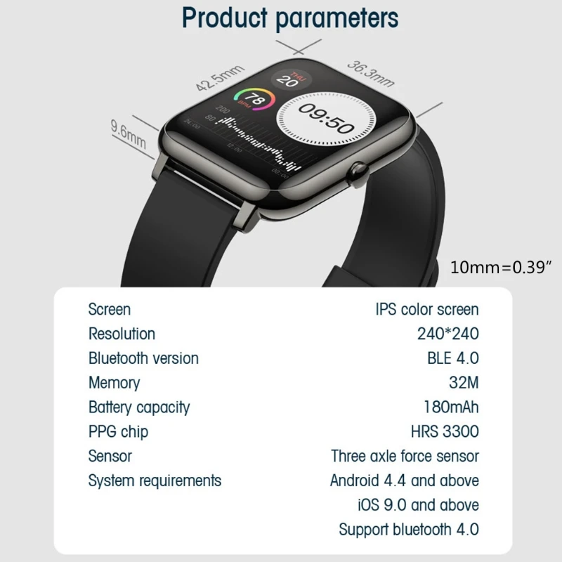 

P22 Smart Watch Heart Rate Blood Pressure Monitoring Call Message Watches Men Women SmartWatch Fitness Tracker For Apple
