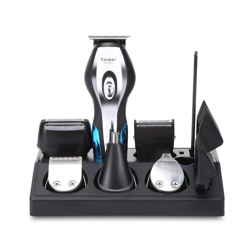 Машинка для стрижки волос Kemei мужской Аккумуляторный триммер с USB 6 в 1