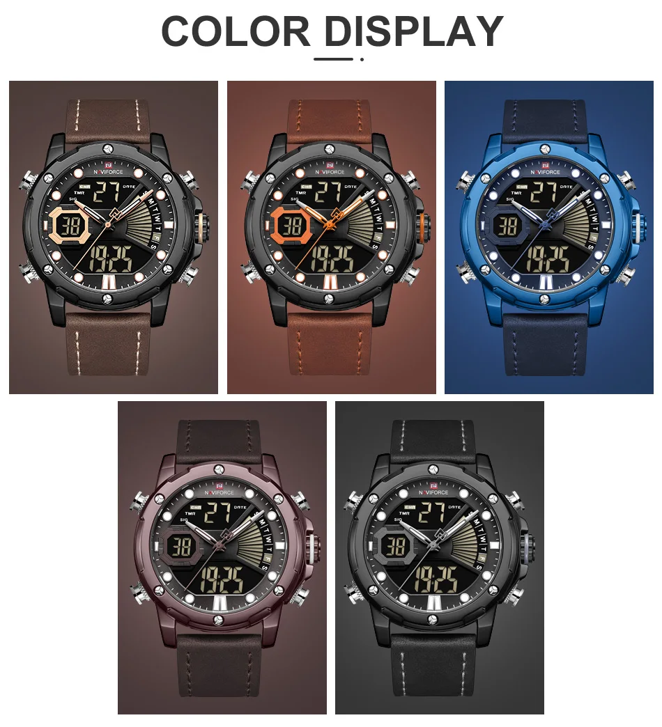 NAVIFORCE мужские часы с коробкой, распродажа, мужские спортивные часы, светодиодный, аналоговый, цифровой, кварцевые, мужские часы, водонепроницаемые, Relogio Masculino